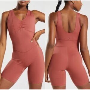 Gymshark Elevate All in One Bodysuit  Jumpsuit Activewear‎ Rose Brown  Sz S NWOT
